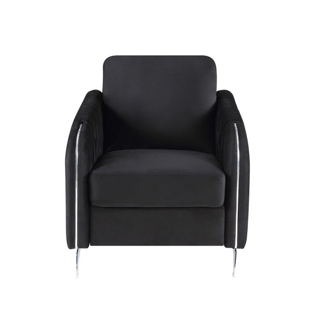 Simple Relax Velvet Modern Chic Accent Armchair In Black