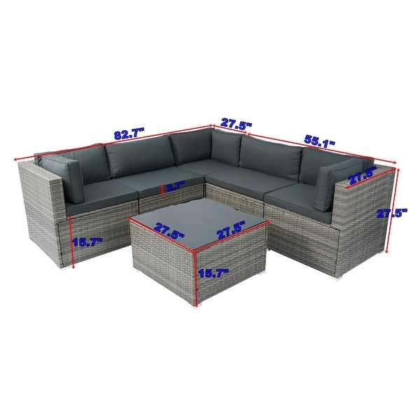 Grey AllWeather Sectional Sofa Outdoor Furniture Set