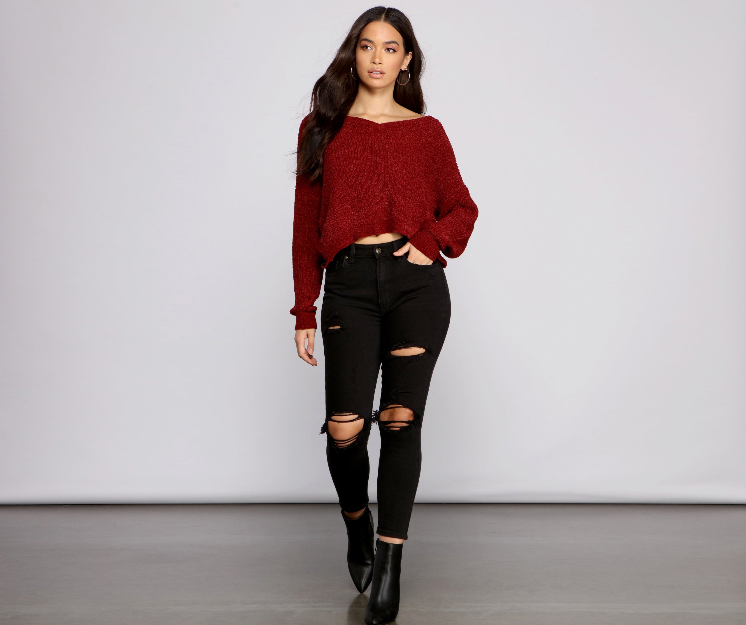 Casually Chic Twist Back Chenille Sweater