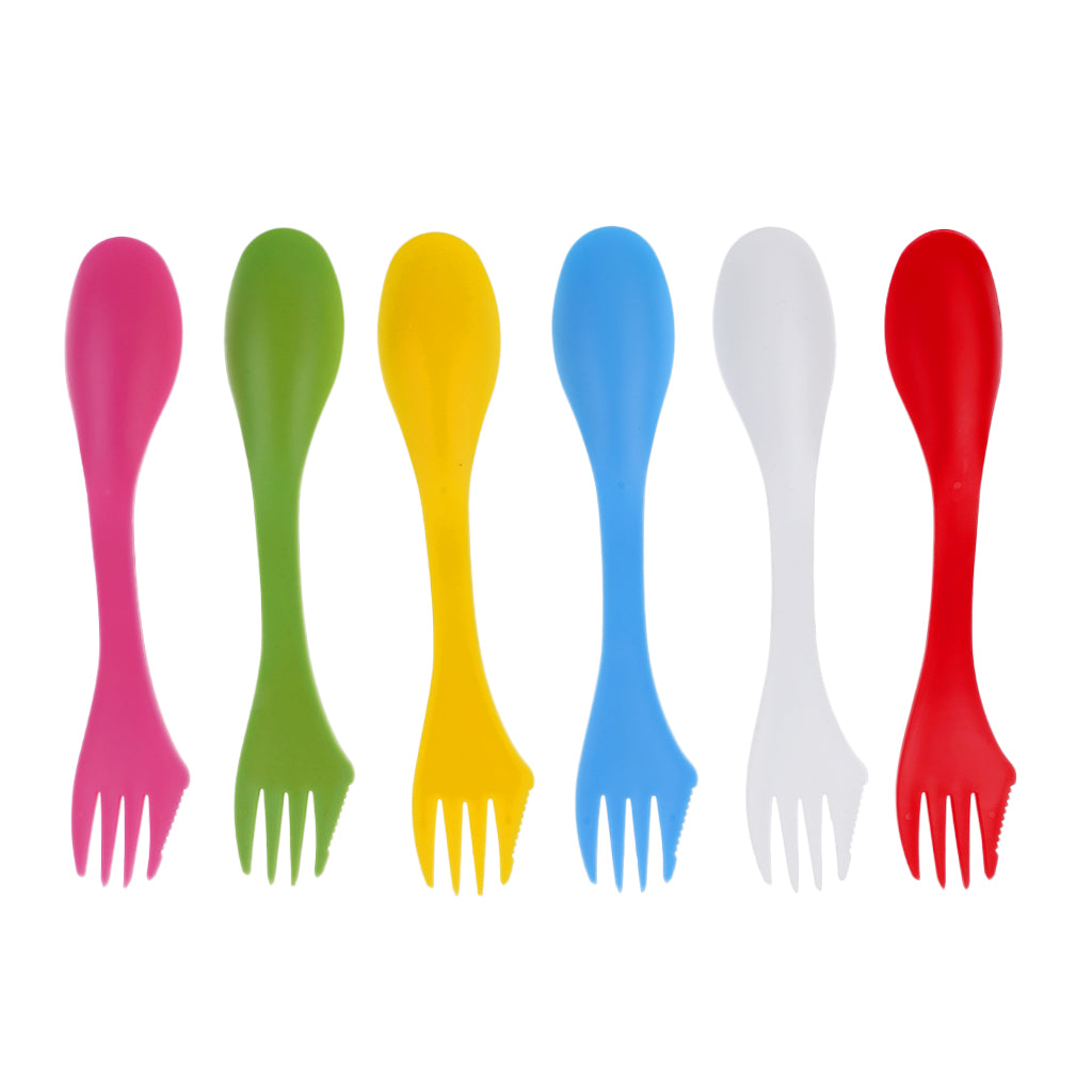 6Pcs Portable Camping Hiking Spork Utensils Cutlery