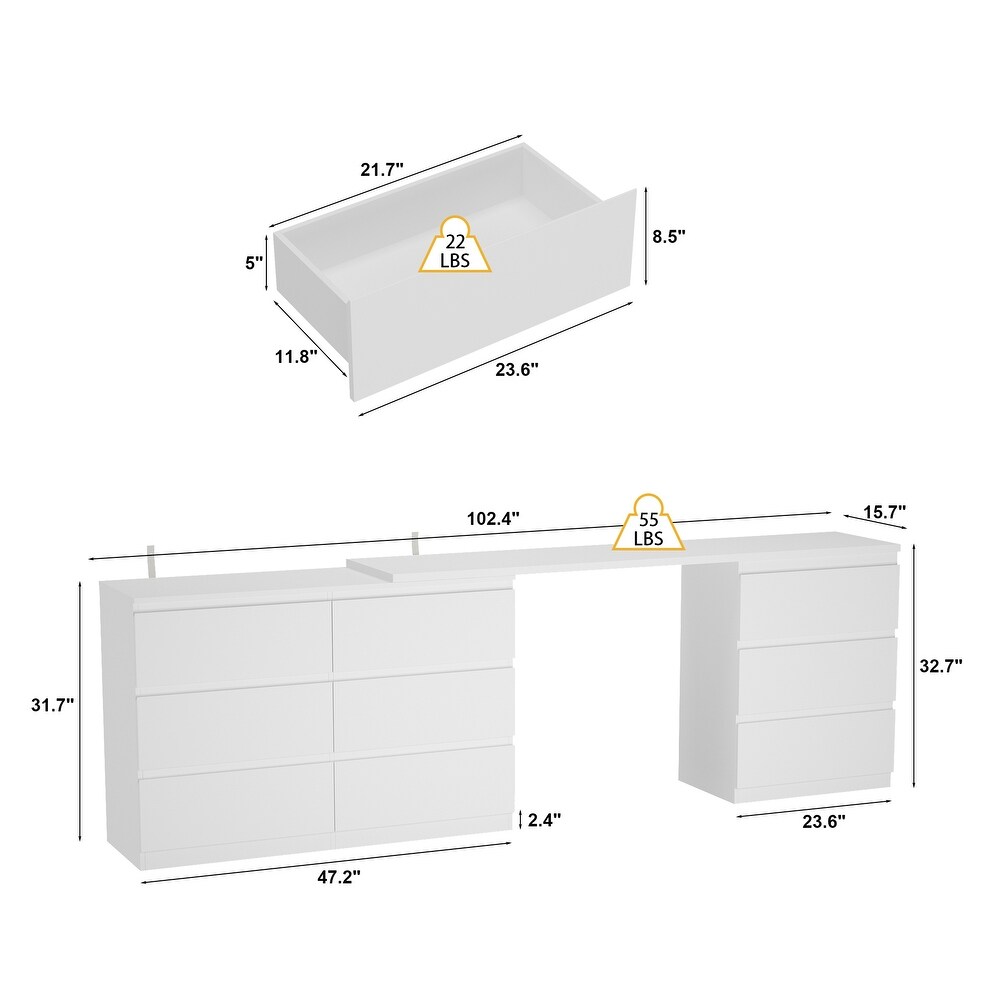 Multifunctional Media Console: Contemporary Expandable Unit Dresser