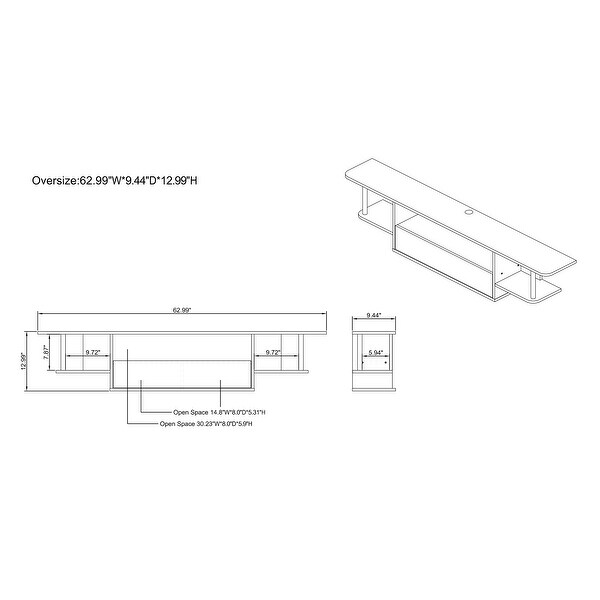 DH BASIC White and Gold 63-inch Floating TV Console by Denhour