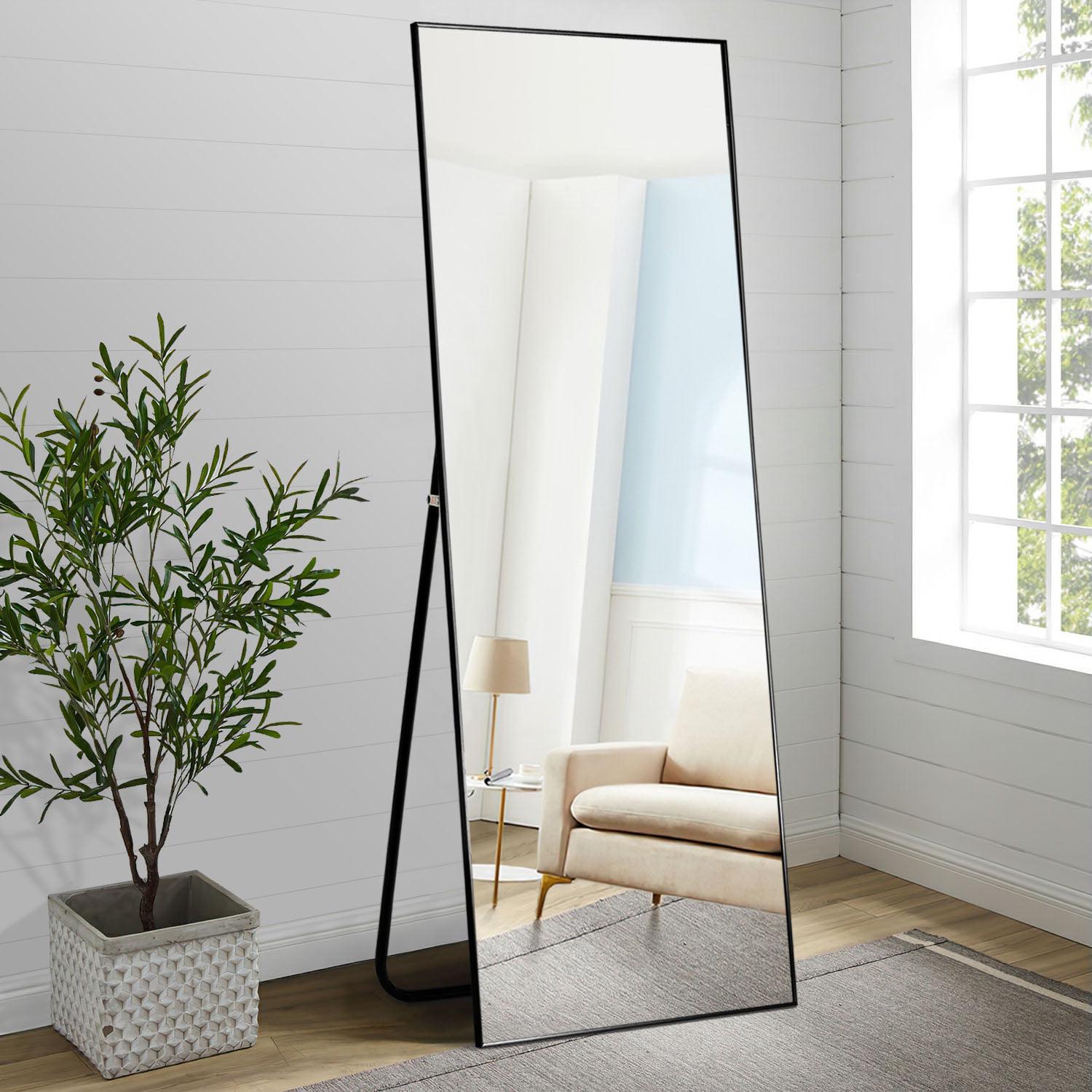 Neutype 65 x22  Black Rectangular Full Length Floor Mirror with Stand Aluminum Alloy Frame  Crowdfused