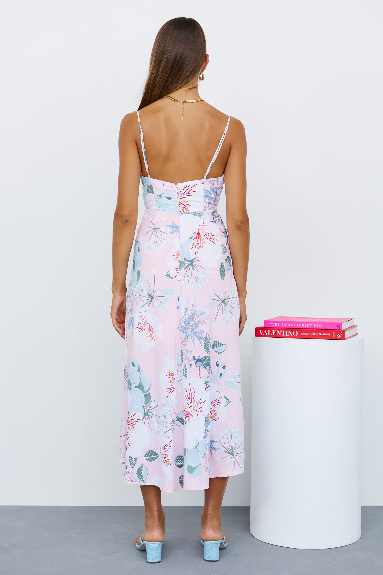 Blooming Tulips Midi Dress Light Pink