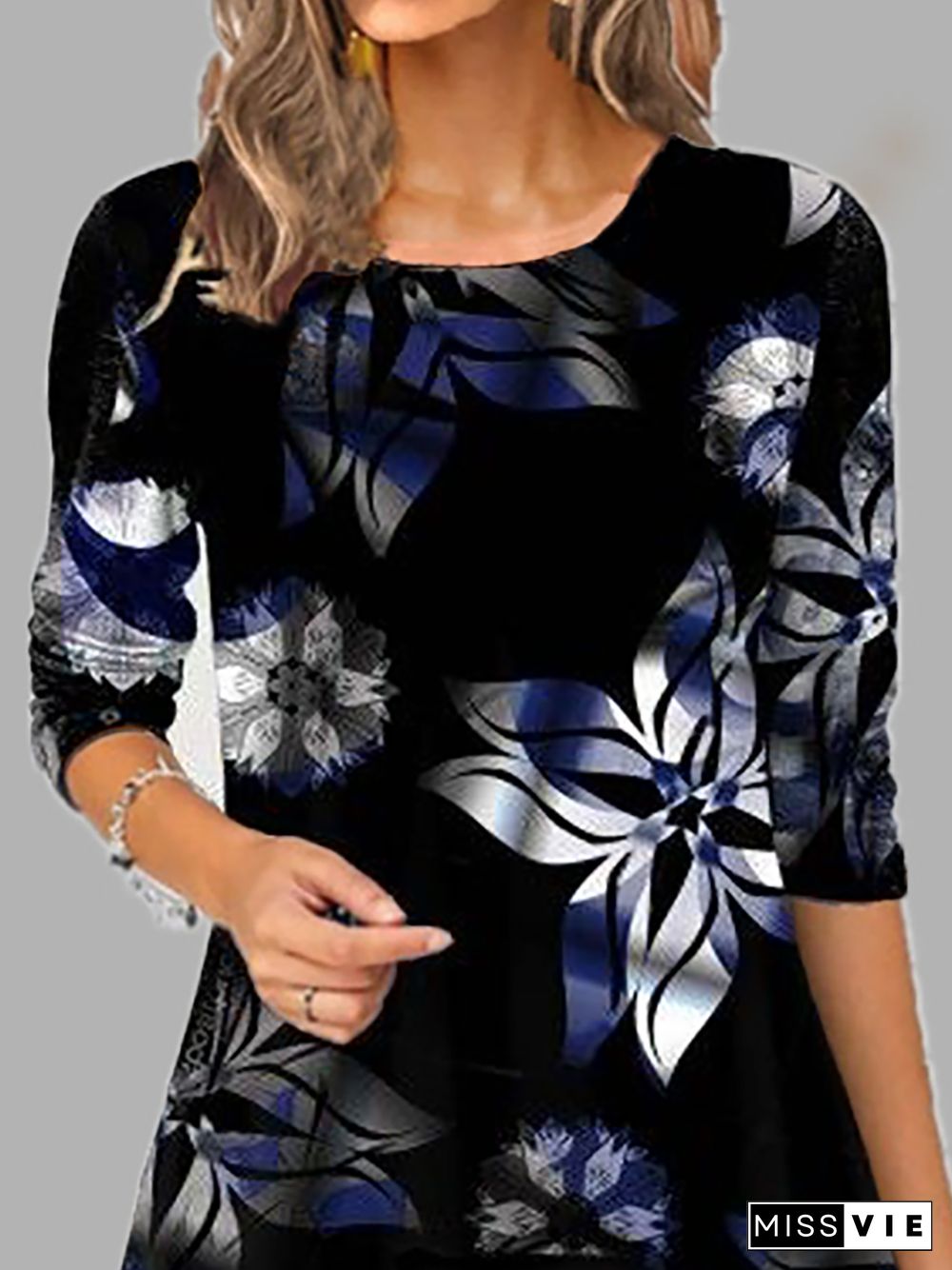 Plus size Floral Casual T-shirt