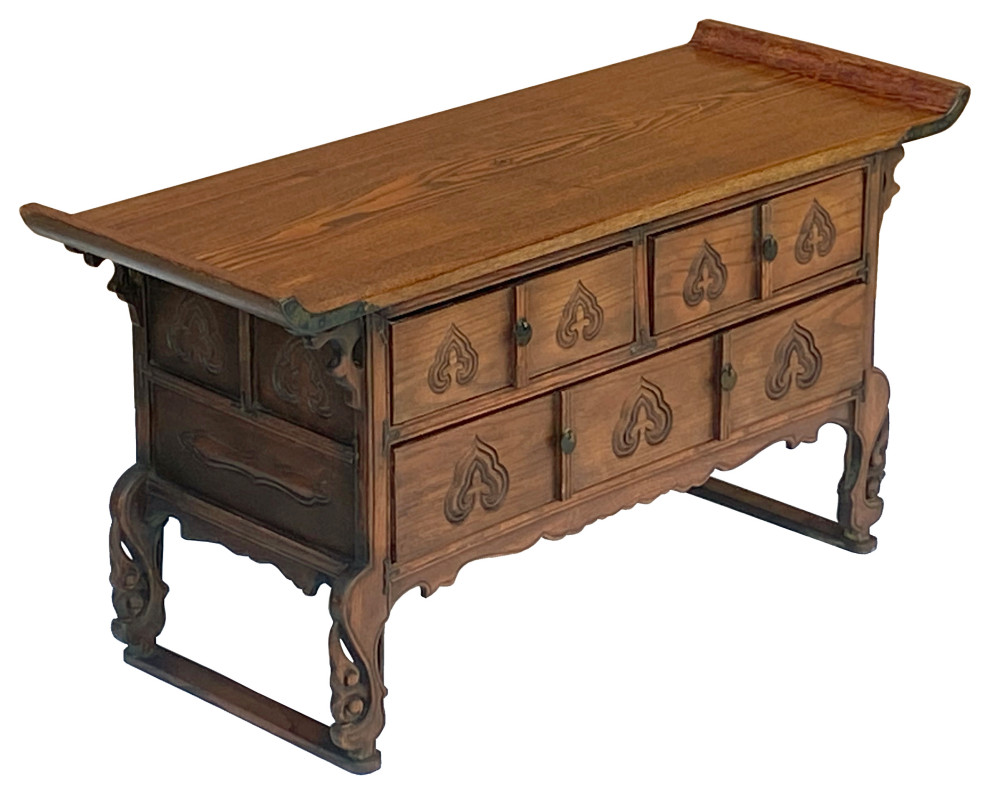 Oriental Asian Point Edge Chest of 3 Drawers Low Table Cabinet Hcs7294   Asian   Accent Chests And Cabinets   by Golden Lotus Antiques  Houzz