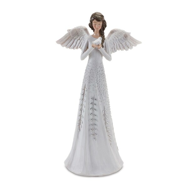 Angel Figurine with Silver Floral Accent (Set of 2)