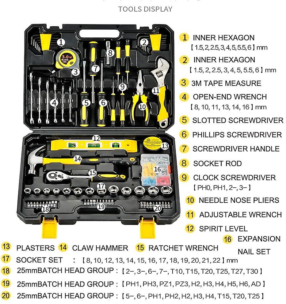 108pcs Household Wrench Socket Set Wrench Socket Screwdriver Spanners Repair Hand Tool Kit