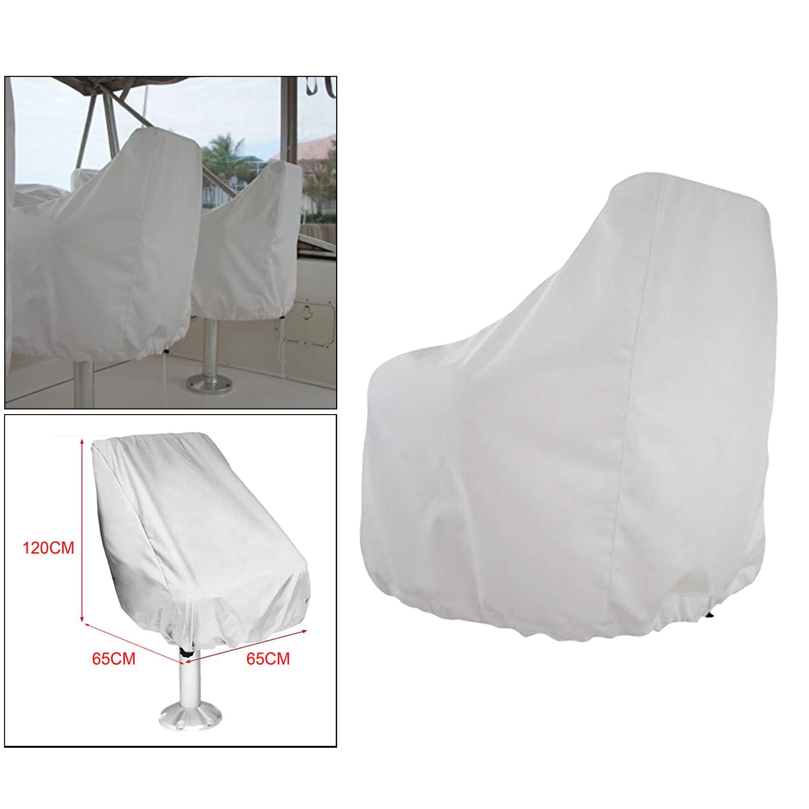 210D Single Boat Seat Cover， Dust Rain ， Sea Boat Outdoor Waterproof Resistant， Multicolor ， 65×65×120cm White