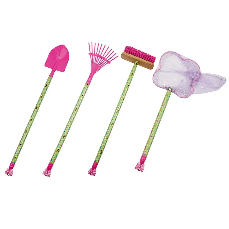 Customized Professional Interchangeable Long Wooden Garden Leaf Rake Spade Hoe With Handle Hand Tools Set