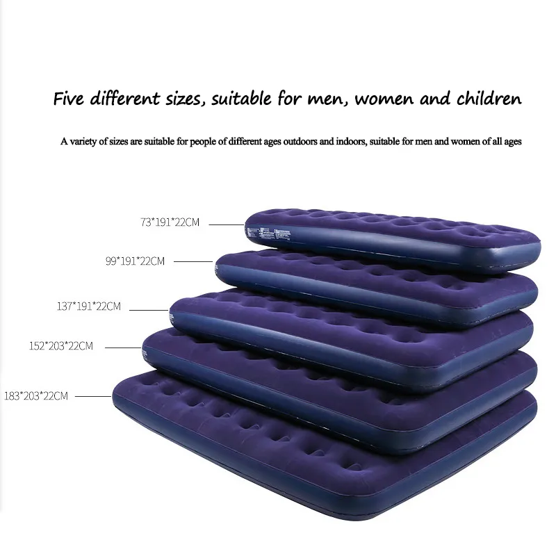 New Flocking Inflatable Bed Mattress Air Bed With Pump For Camping Traveling Inflatable Air Mattress