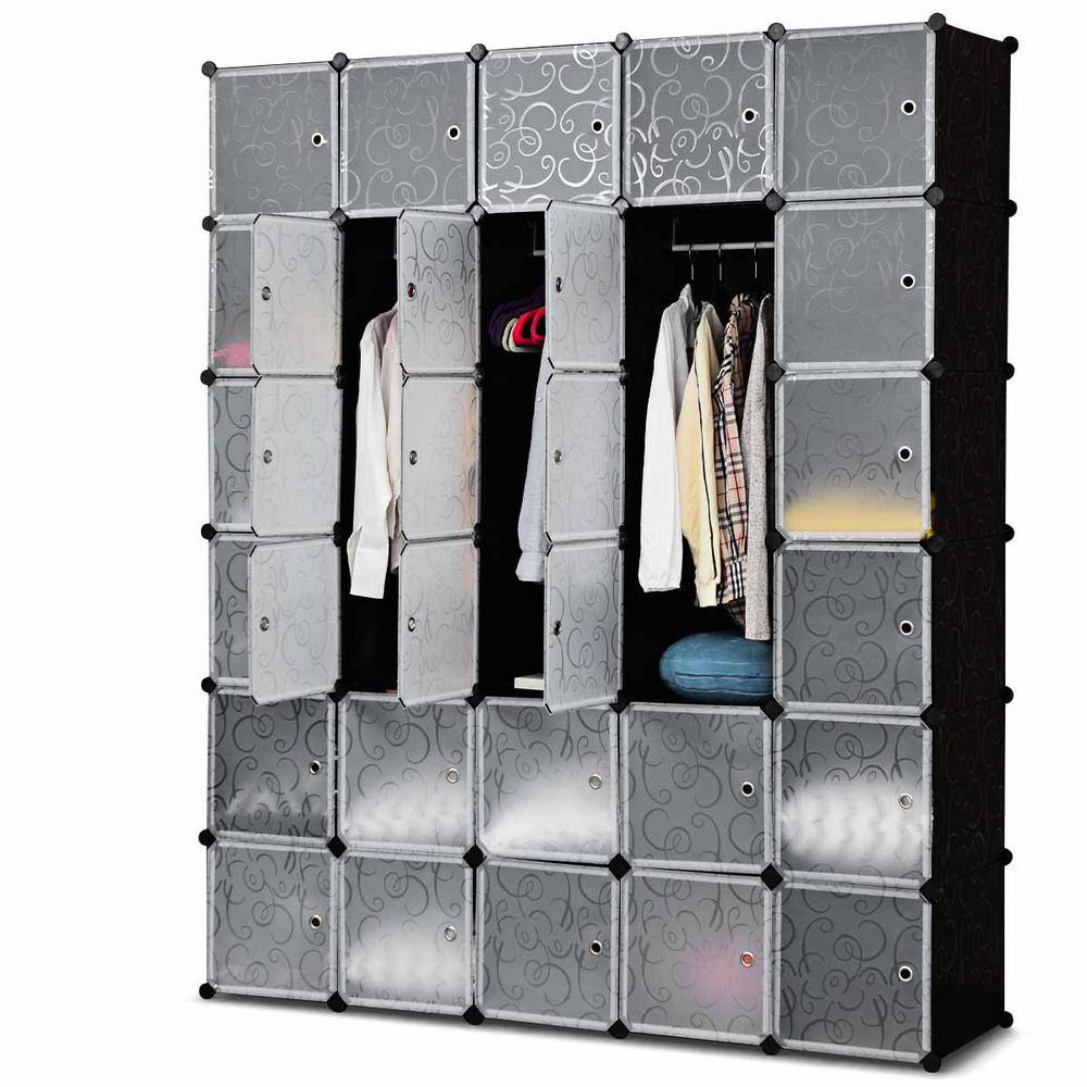 HONEY JOY 85 in. H 30 White Cube Clothes Storage Hanging Closet Organizer Portable Wardrobe Bedroom Storage Cubby TOPB000964