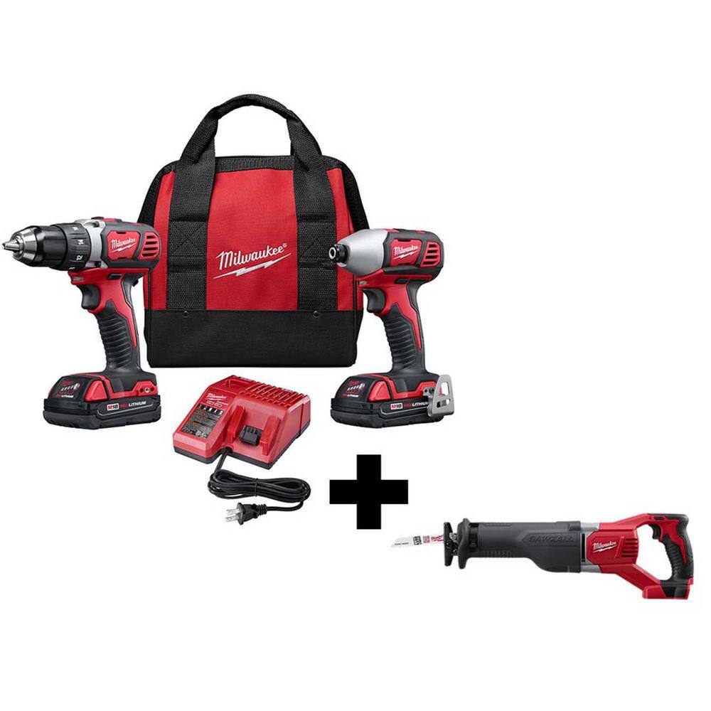 MW M18 18V Lithium-Ion Cordless Drill DriverImpact Driver Combo Kit (2-Tool) W Reciprocating Saw 2691-22-2621-20