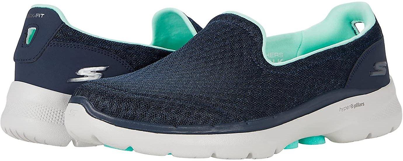 Skechers Go Walk 6 Big Splash Navy Turquoise Womens Trainers