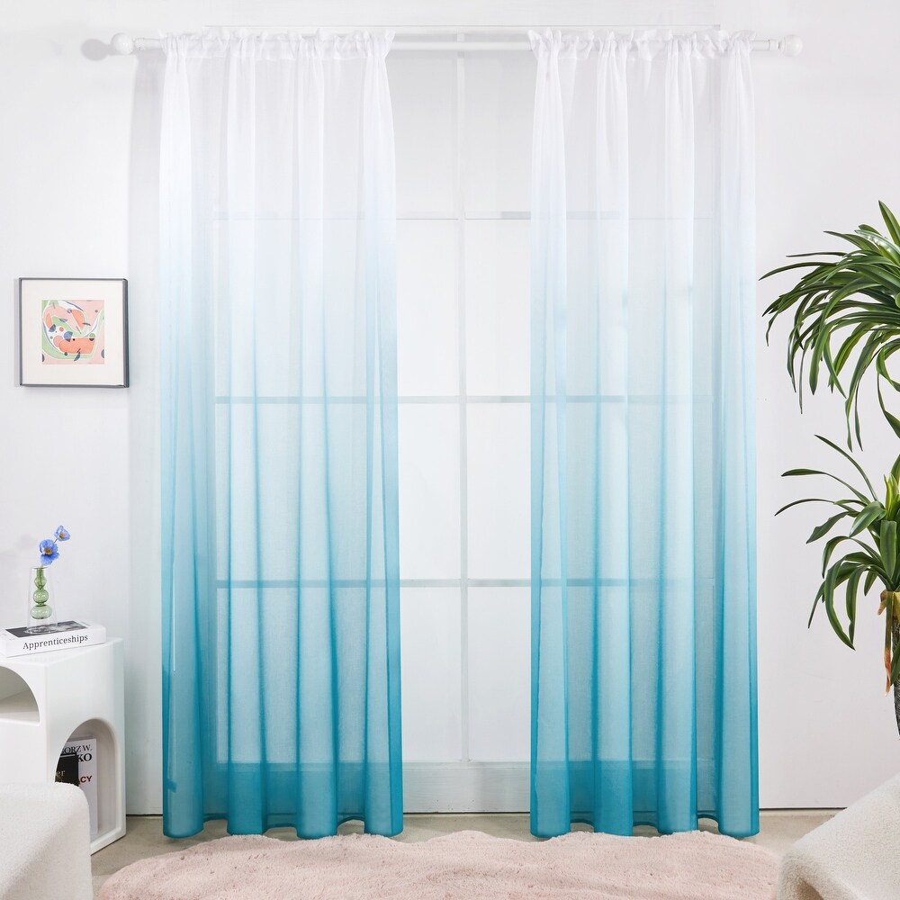 Deconovo Ombre Sheer Curtain Panel Pair(2 Panel)