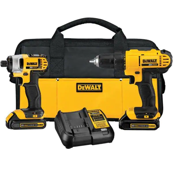 DEWALT DCK240C2 20-Volt MAX Cordless Drill/Impact Combo Kit (2-Tool) with (2) 20-Volt 1.3Ah Batteries， Charger and Bag