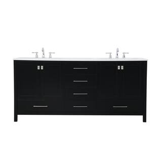 Timeless Home Erin 72 in. W x 22 in. D x 34 in. H Double Bathroom Vanity in Black with Calacatta Quartz TH37672Black