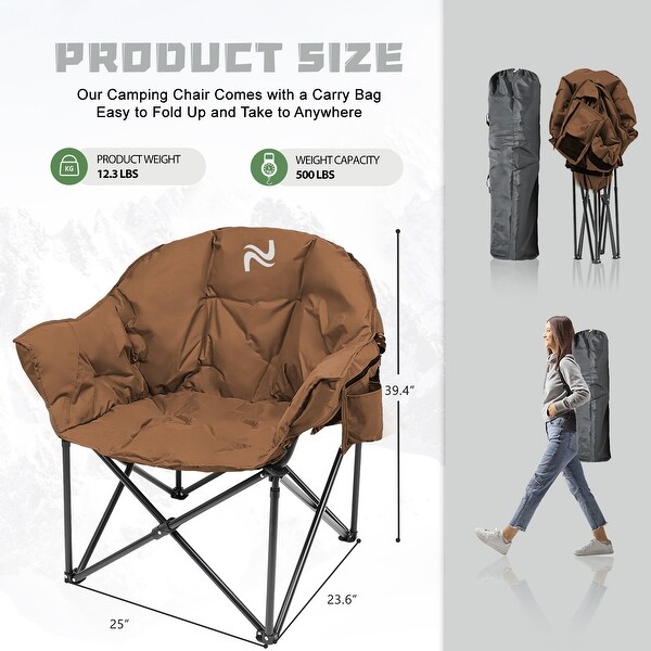 DoCred Oversized Camping Chair，Fully Padded Folding Moon Chair