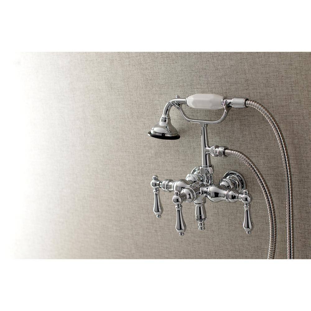 Kingston Brass Vintage 3-38 in. Center 3-Handle Claw Foot Tub Faucet with Handshower in Chrome HAE20T1