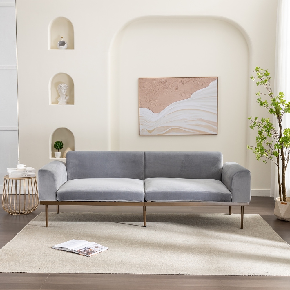 Modern Velvet Sofa with Metal Legs Loveseat Sofa Couch