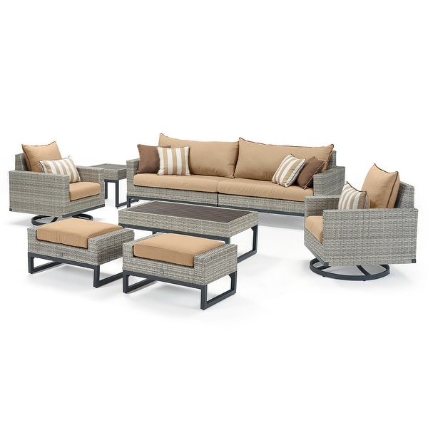 Milo Gray 8 Piece Sunbrella Outdoor Patio Motion Seating Set