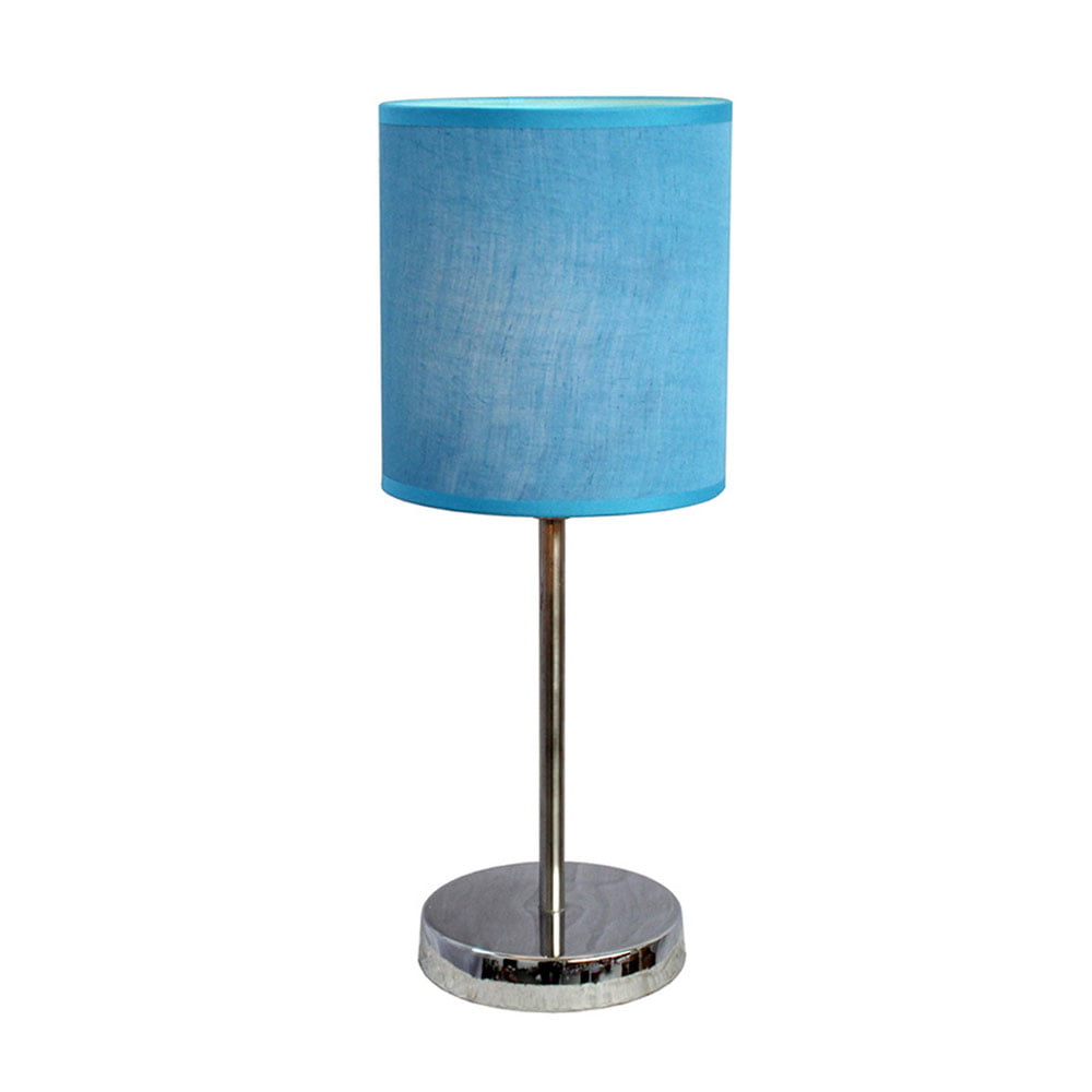 Simple Designs Chrome Basic Table Lamp with Blue Shade