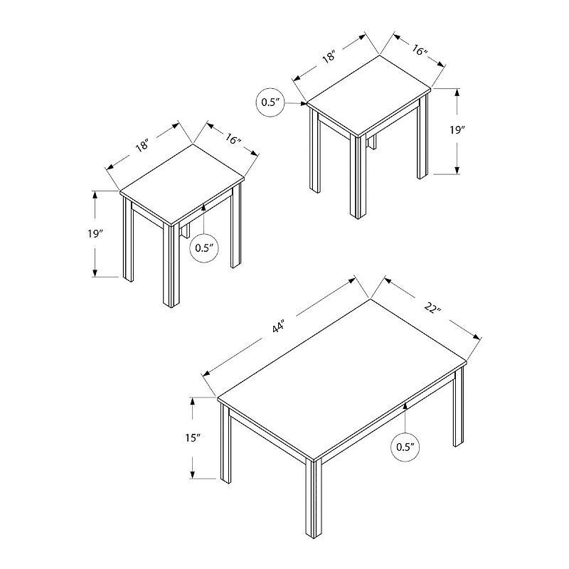 Monarch Contemporary Coffee and End Table 3-piece Set