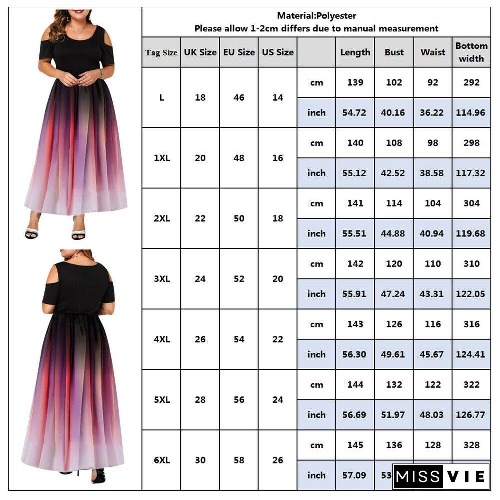 Gradient Off-the-shoulder Plus Size Women's Dress Black Dresses