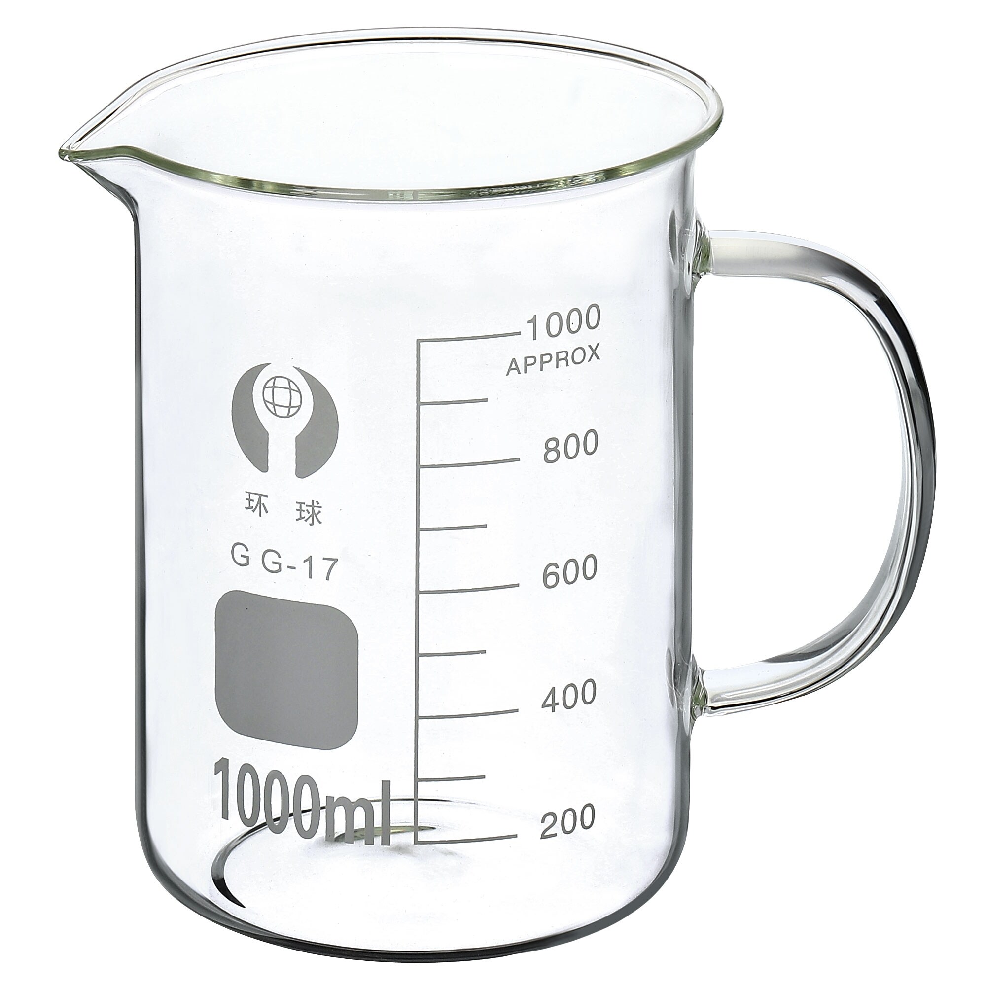 1000ml Glass Beaker with Handle， 3.3 Borosilicate Lab Measuring Cups - Clear