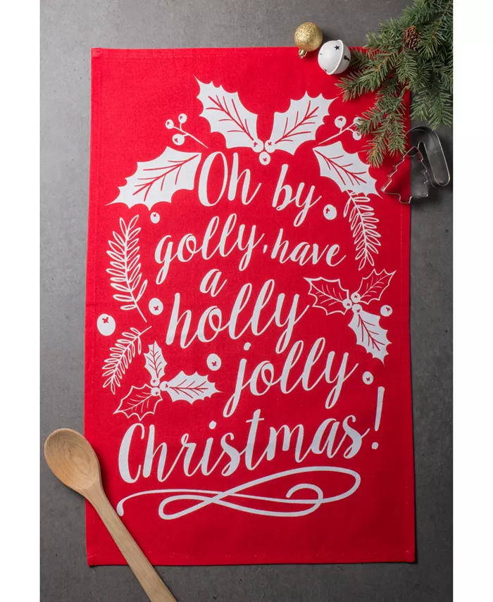 Design Imports Assorted Boughs of Holly Printed Dishtowel Set