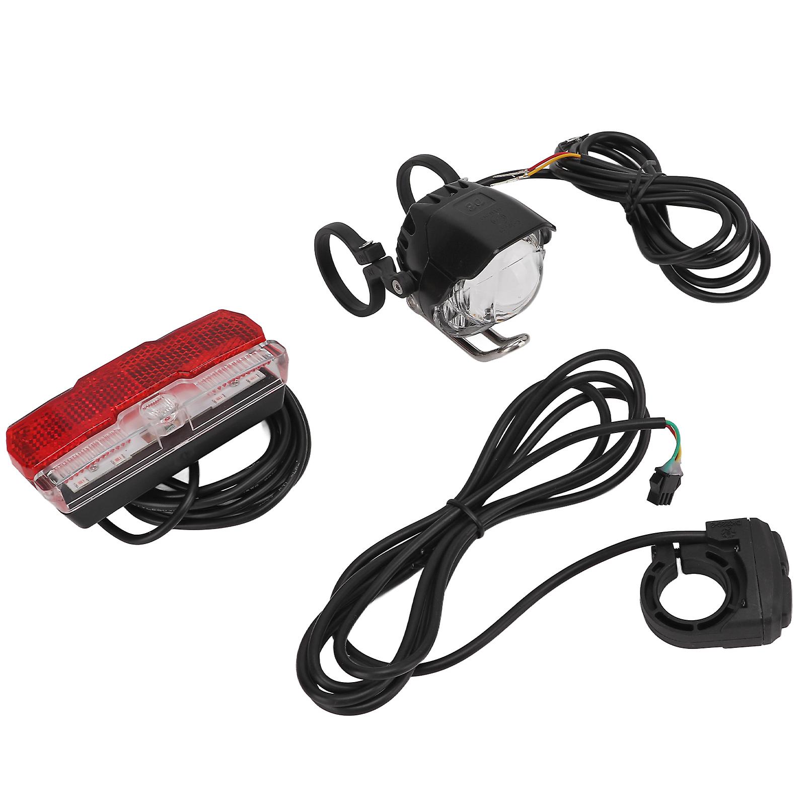 24v 36v 48v Electric Bike Front And Rear Light Set Headlight And Tail Light With Horn Kit