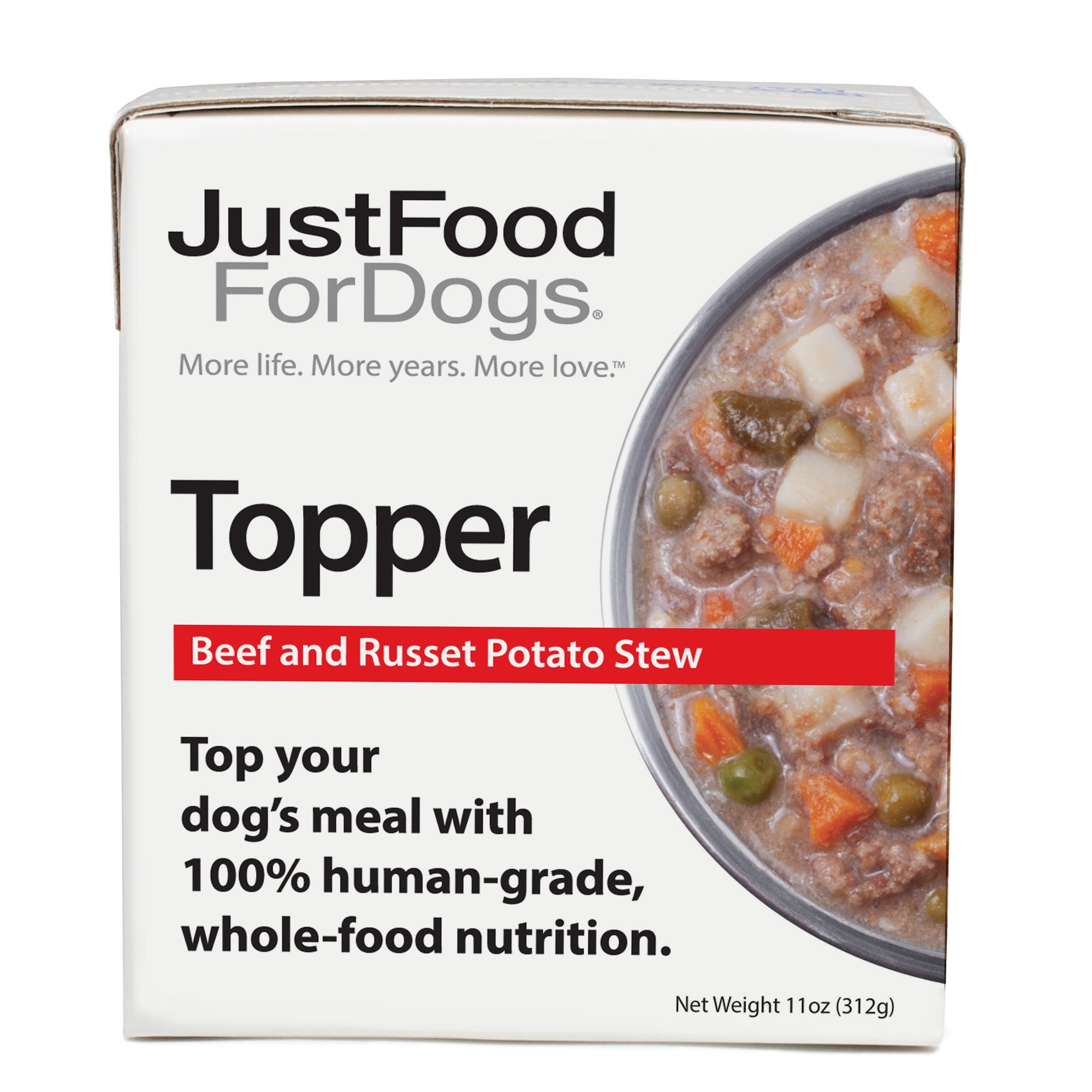 JustFoodForDogs Topper Beef  Russet Potato Stew Wet Dog Food， 11 oz.， Case of 12