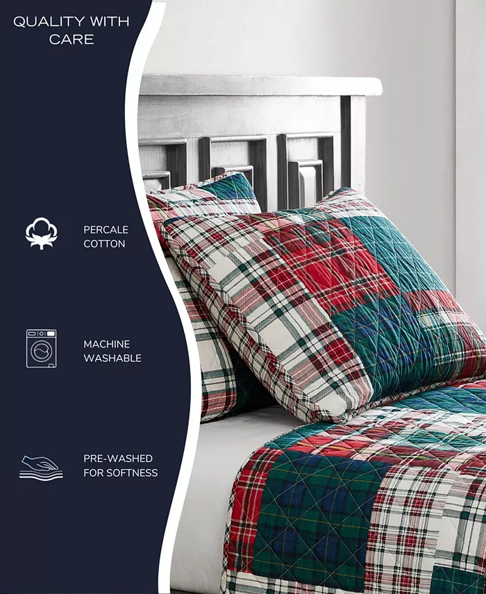 Nautica Emmet Patchwork Cotton Reversible 2 Piece Quilt Set， Twin