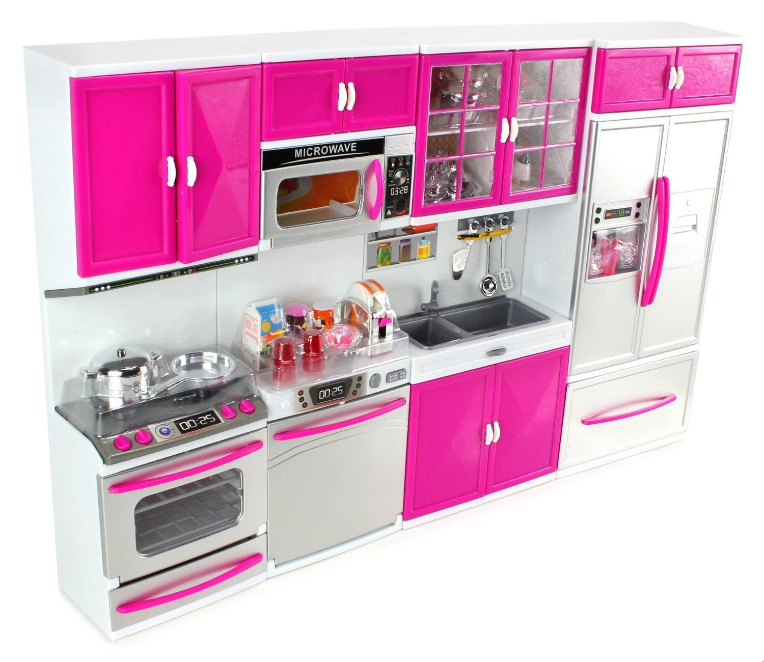 My Modern Kitchen Full Deluxe Kit Operated Kitchen Playset : Refrigerator, Stove, Sink, Microwave Toy