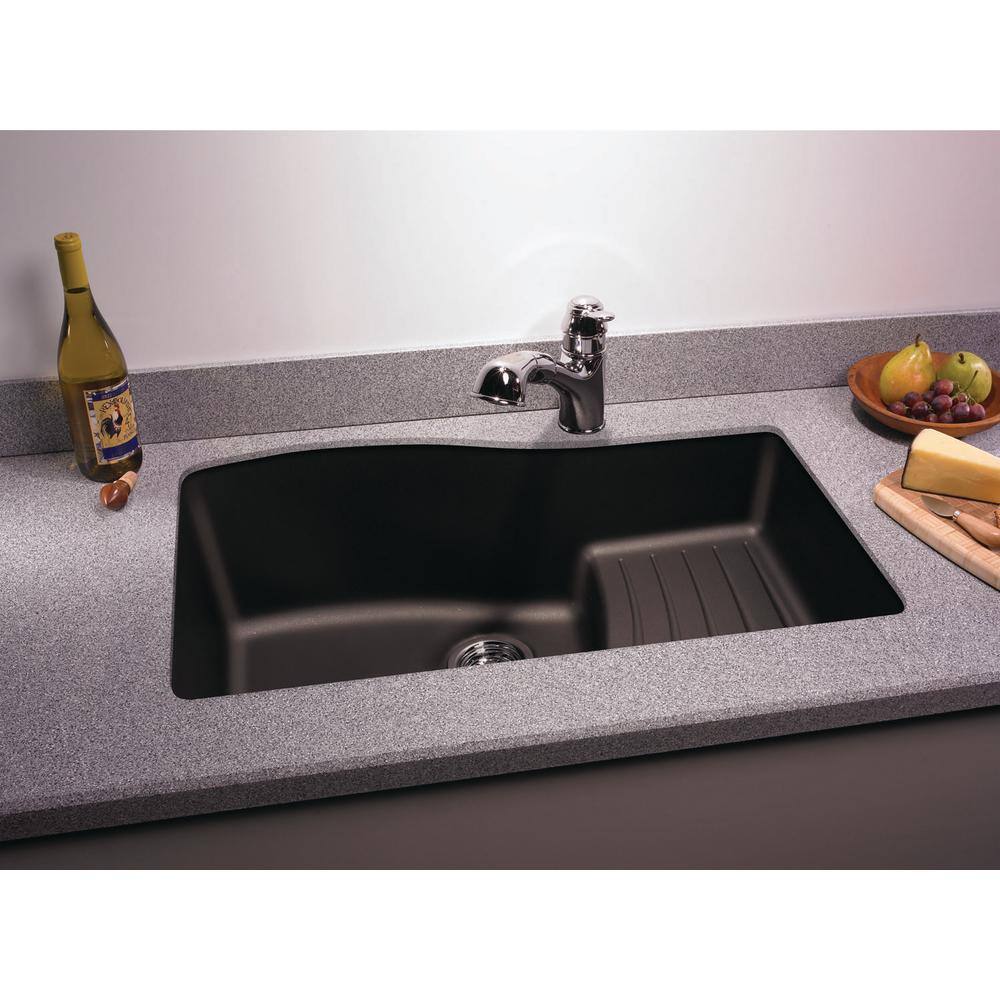 Swan Ascend Undermount Granite 32 in. 0-Hole Single Bowl Kitchen Sink in Nero QU03322AD.077