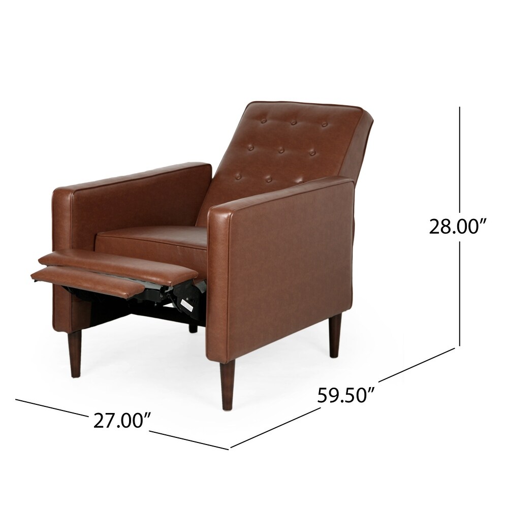 Mervynn Faux Leather Mid Century Button Tufted Recliner by Christopher Knight Home