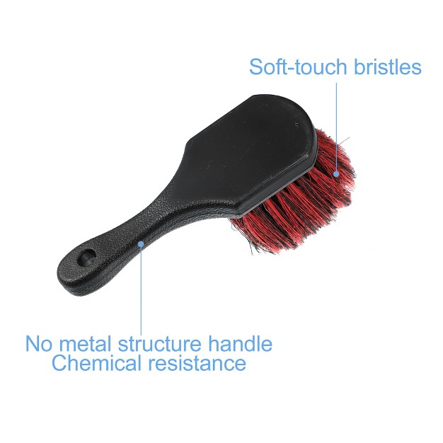 Unique Bargains Soft Bristle Car Short Handle Wheel Tire Brush Black Red 1 Pc