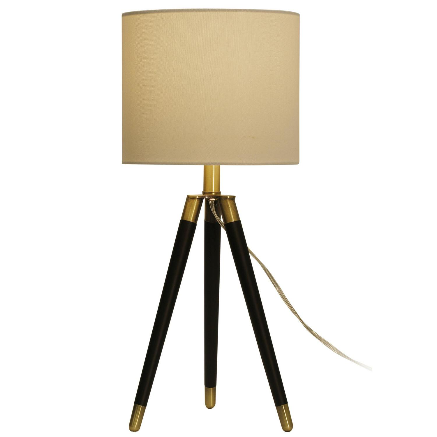 Iggy  Black， Gold Tripod Table Lamp  White Hardback Fabric Shade