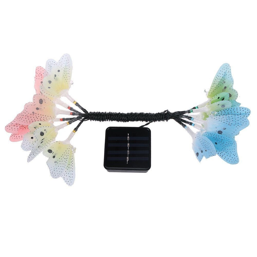 12Led Solar Power Light Butterfly Fiber Optic Fairy String Outdoor Garden Decor