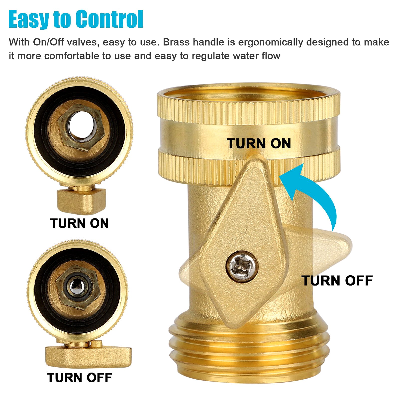 EEEkit 2pcs Heavy Duty Brass Garden Hose Shut Off Valve， 3/4