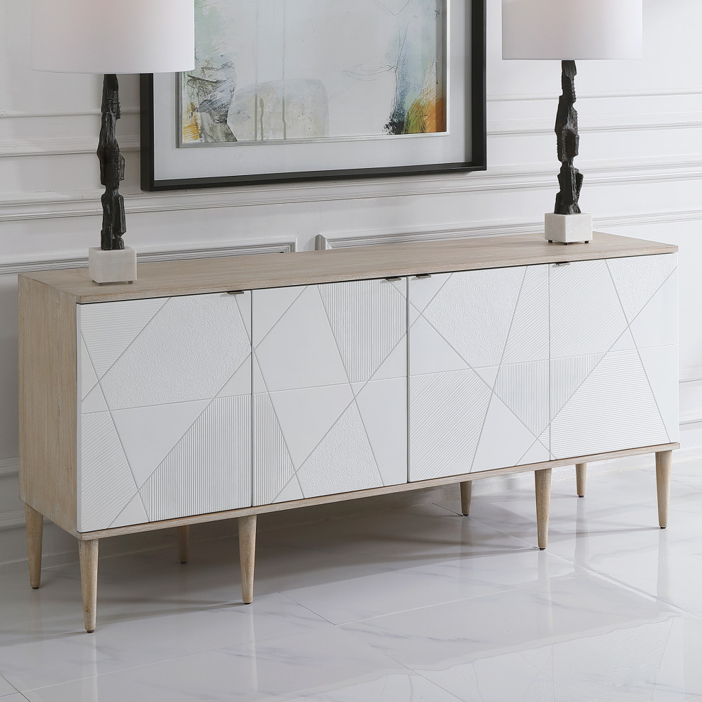 Uttermost Tightrope 4 Door Modern Sideboard Cabinet   Modern   Accent Chests And Cabinets   by Zin Home  Houzz