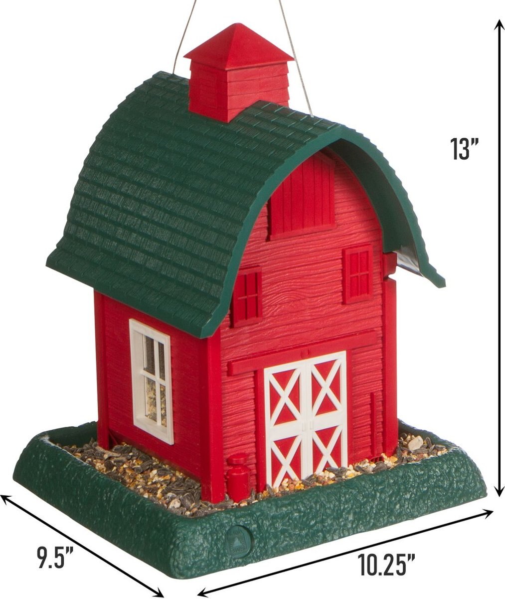 North States Village Collection Large Bird Feeder， Red Barn