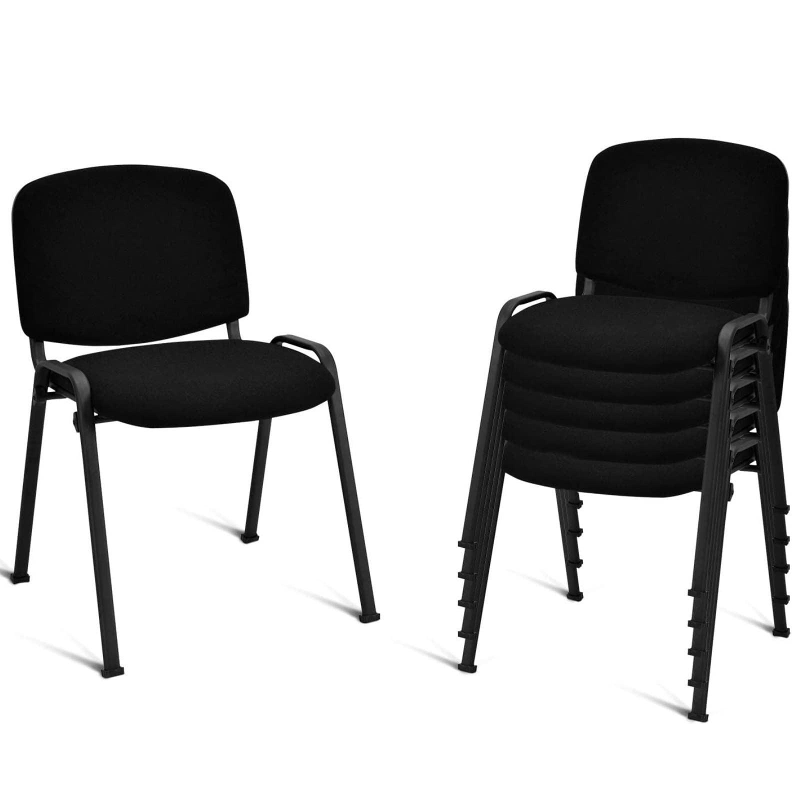 Set of 5 Stackable Conference Chairs with Sponge Seat & Ergonomic Back, Elegant Guest Reception Office Chairs