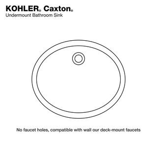 KOHLER Caxton 16-14 in. Oval Vitreous China Undermount Bathroom Sink in White with Overflow Drain K-R2210-0