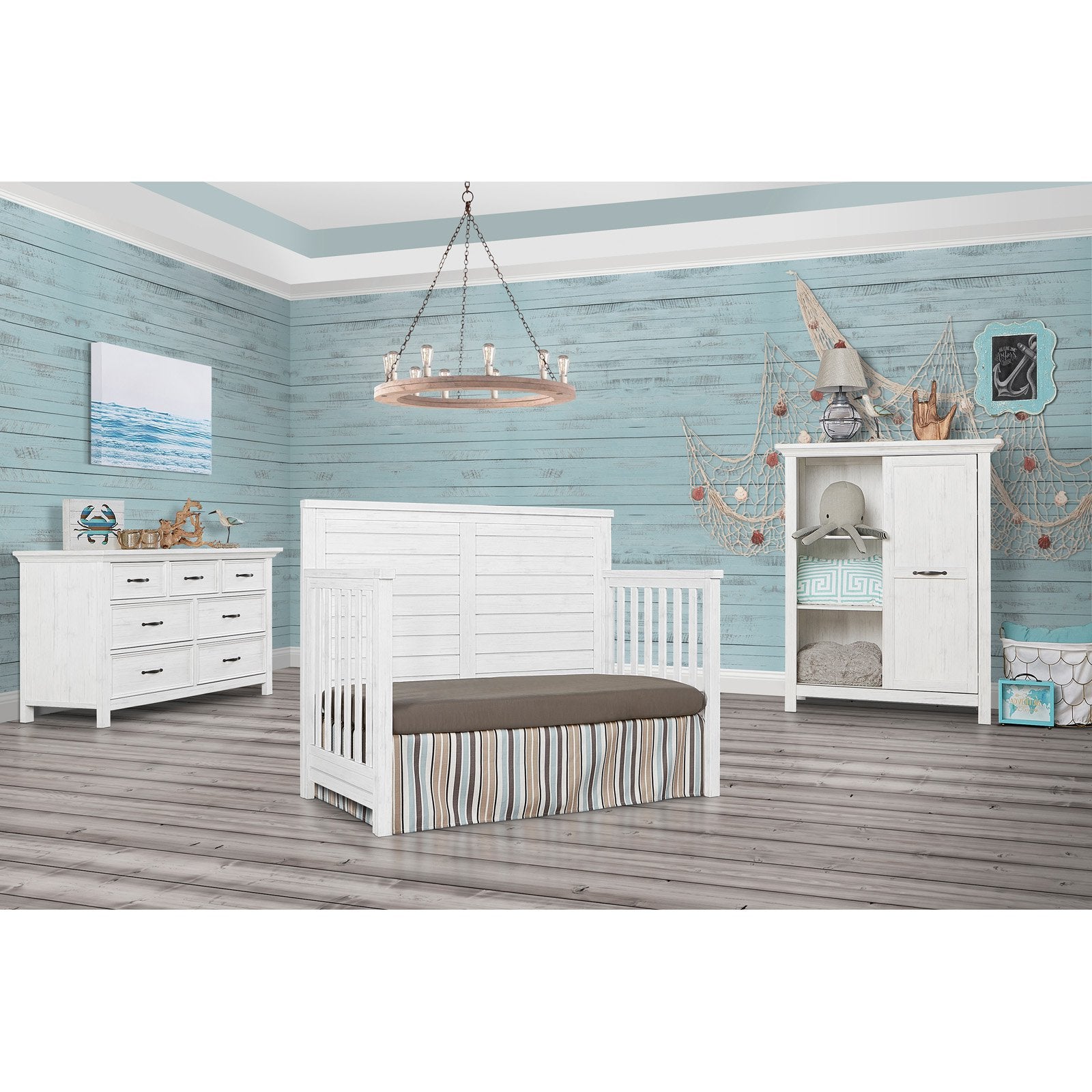 Evolur Belmar Flat 5-in-1 Convertible Crib - Rustic Grey