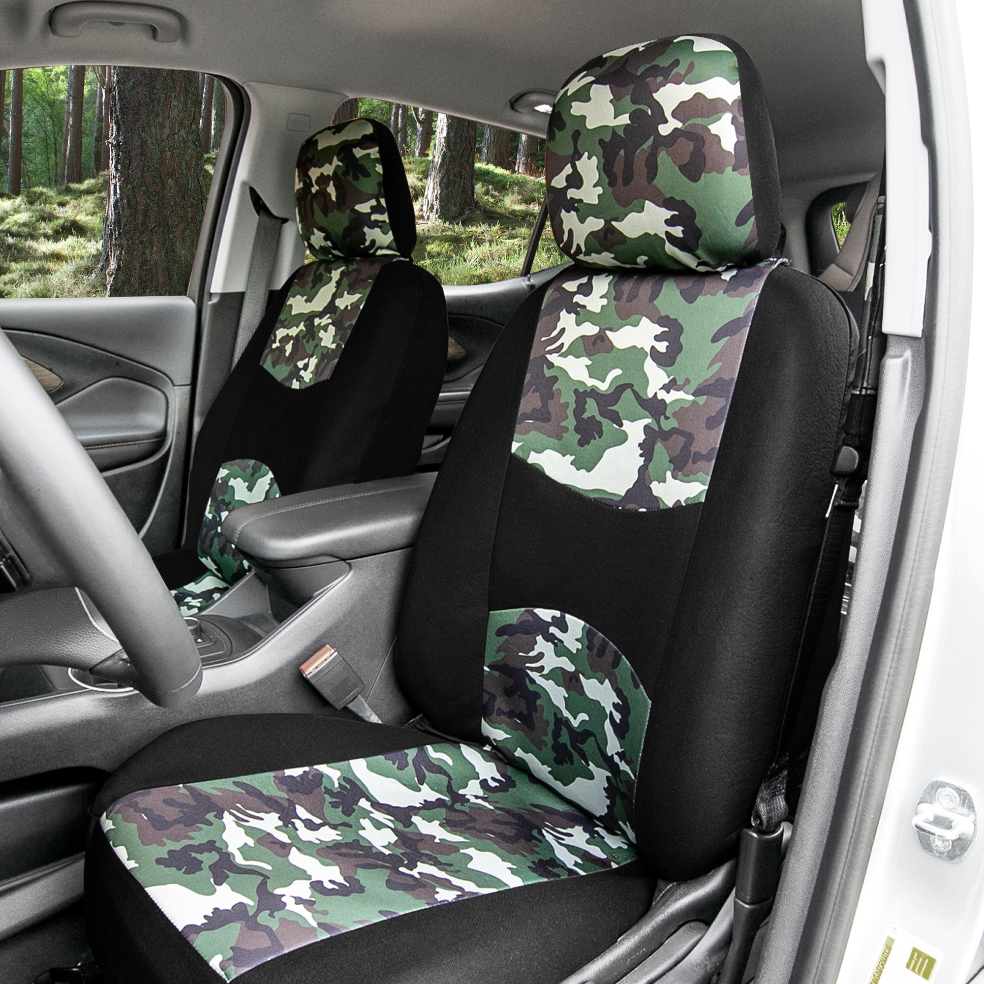 FH Group Buck59 Hunting Inspired Print Seat Covers Fit For Car Truck SUV Van–Full Set