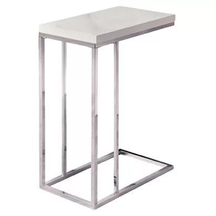 White MDF top with Chrome base End Table