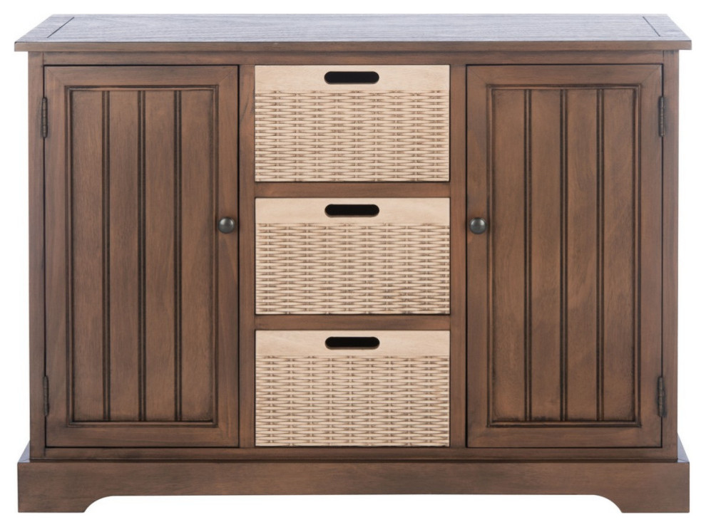 Gracyn 2 Door And 3 Removable Baskets Brown With Natural Baskets   Transitional   Console Tables   by V.S.D Furniture  Houzz