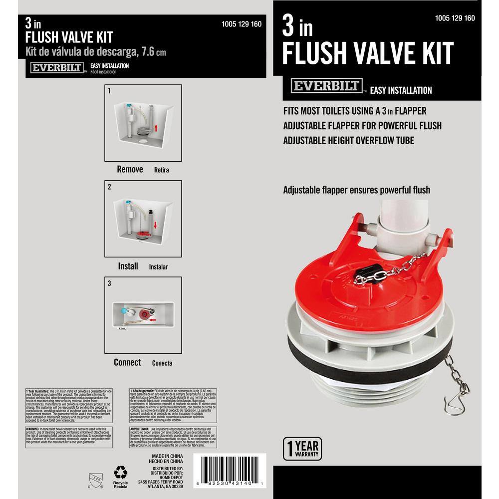 Everbilt 3 in. Universal Toilet Adjustable Flush Valve with Flapper A21026