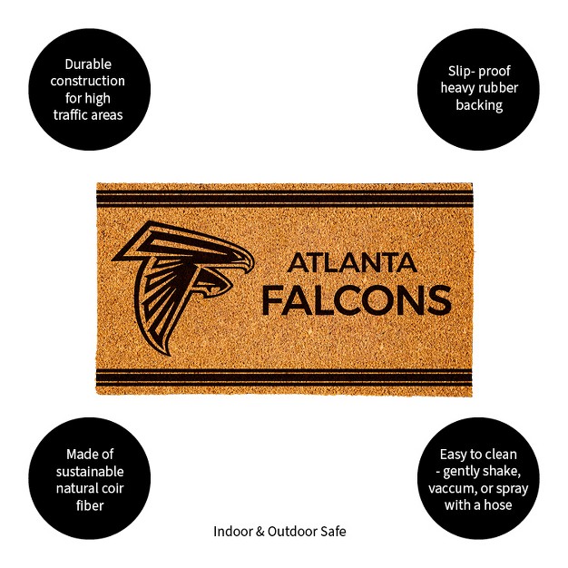 Evergreen Atlanta Falcons Logo Turf Mat Brown 28 X 16 Inches Indoor Outdoor Doormat